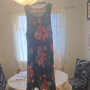 Floral Sleeveless Dress - Black and Pink